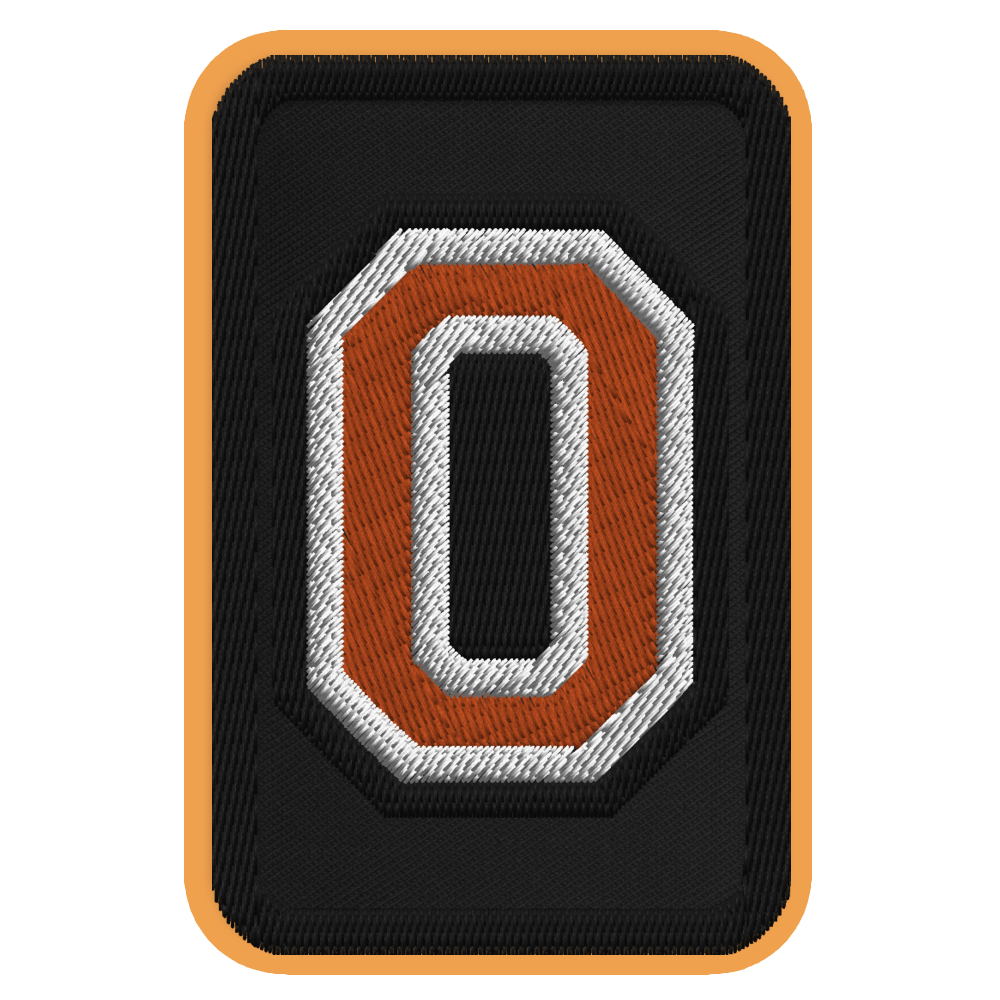 Number 0 embroidered patch