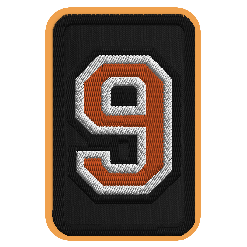 Number 9 embroidered patch