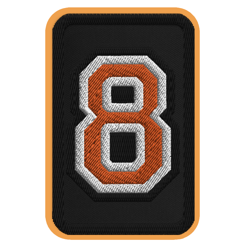 Number 8 embroidered patch