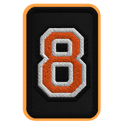 Number 8 embroidered patch