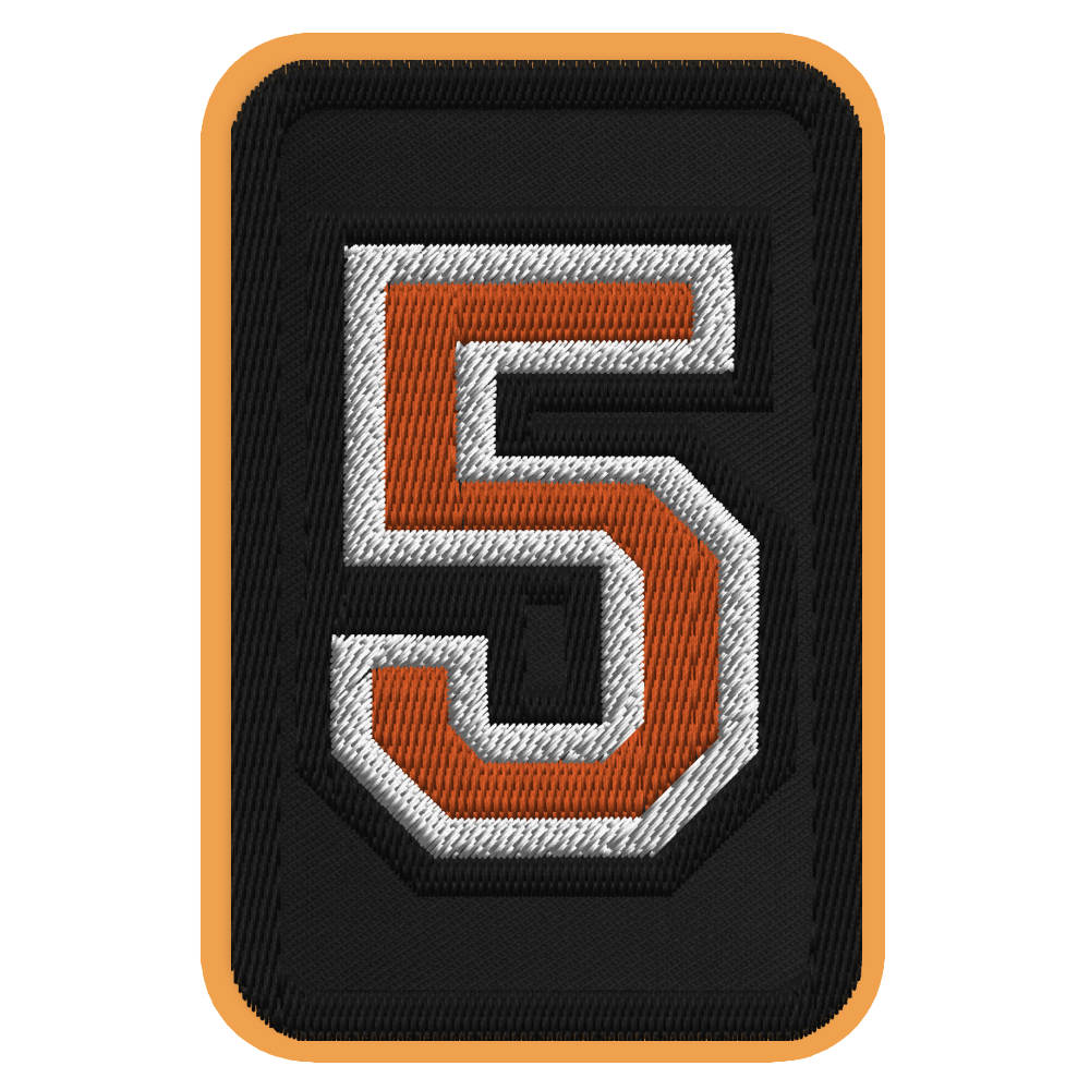 Number 5 embroidered patch