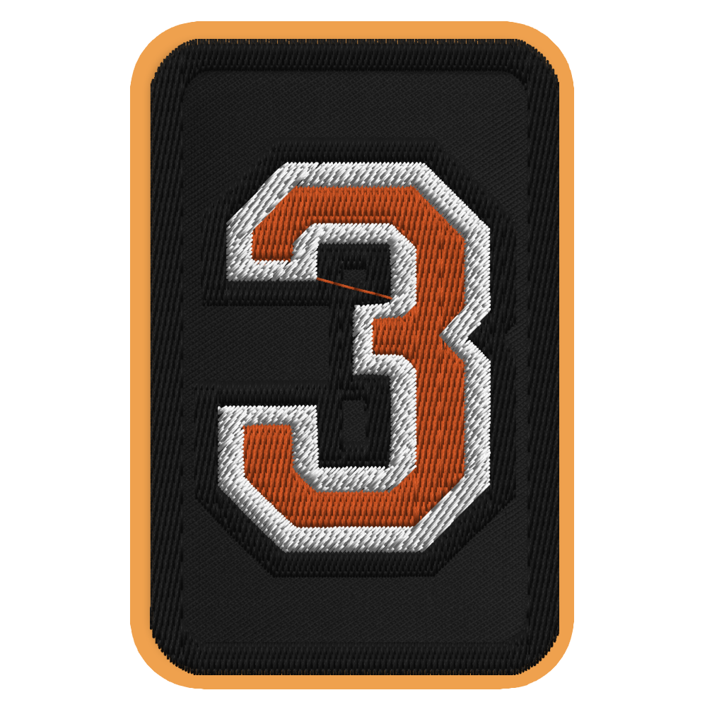 Number 3 embroidered patch