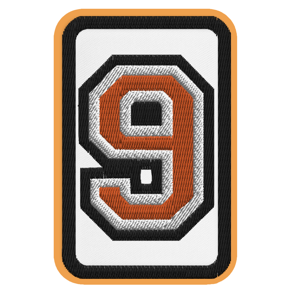 Number 9 embroidered patch