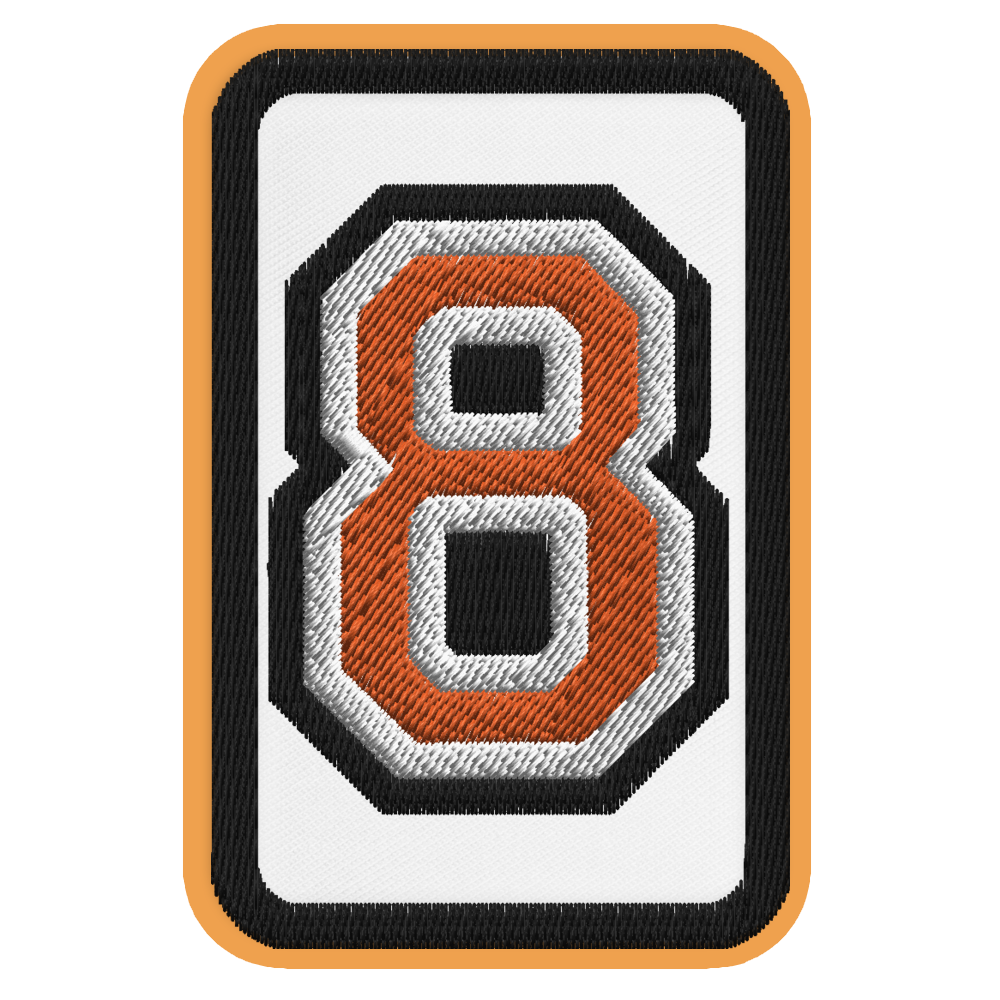 Number 8 embroidered patch