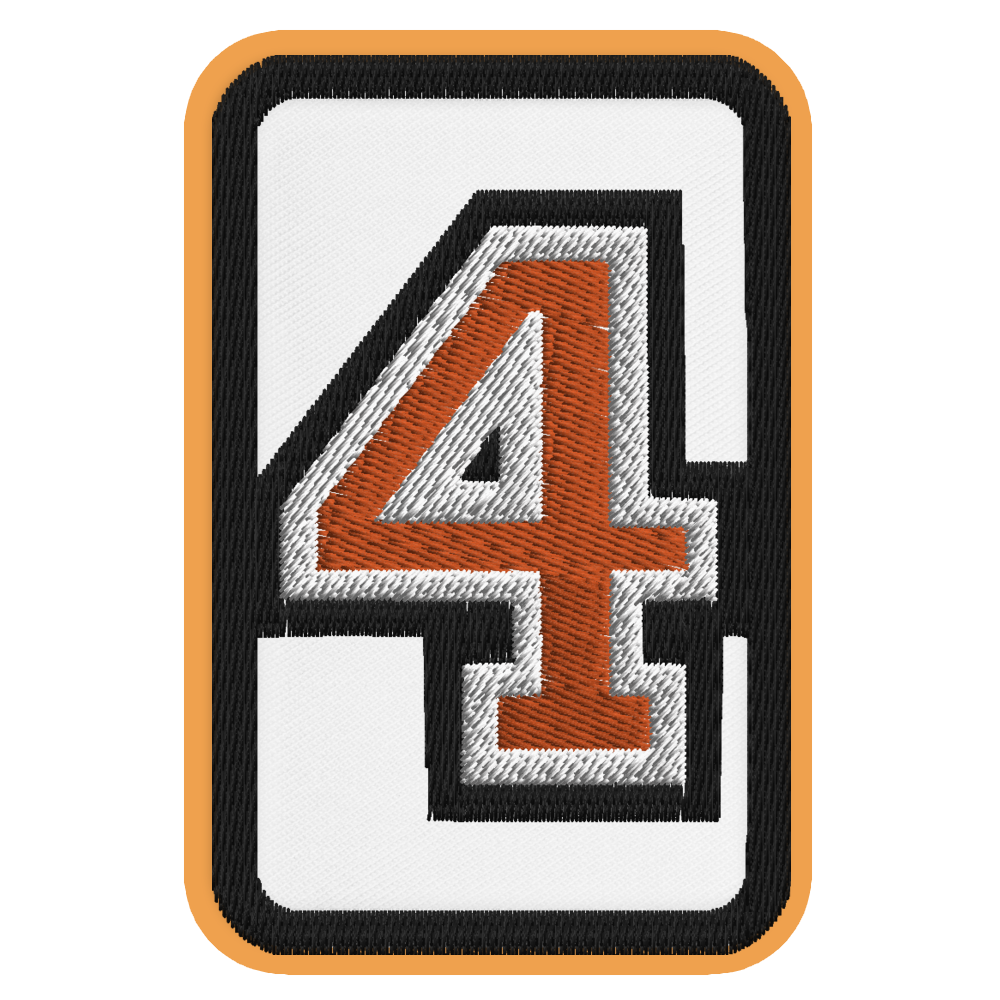 Number 4 embroidered patch