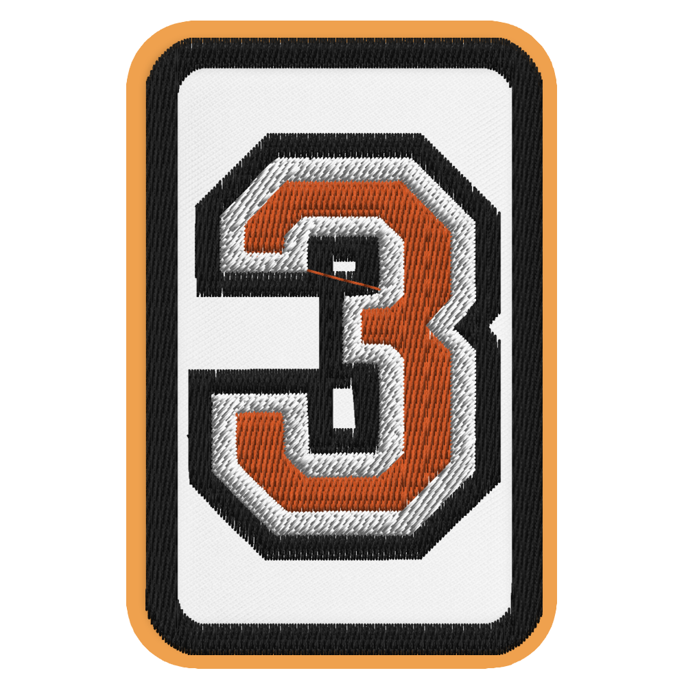 Number 3 embroidered patch