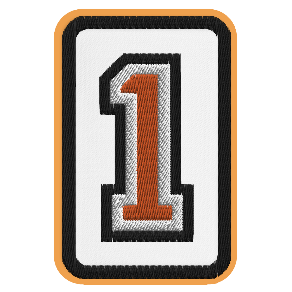 Number 1 embroidered patch