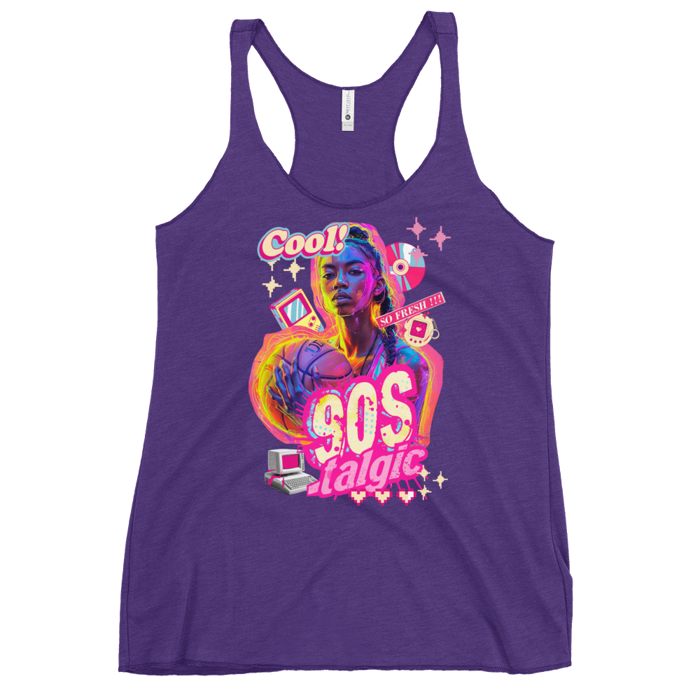 90s nostalgic basketball women's racerback tank