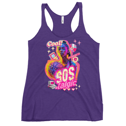 90s nostalgic basketball women's racerback tank